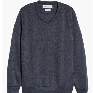 Mizzen+Main Wells V-Neck Performance Sweater Trim Fit Long Sleeve Pullover Navy